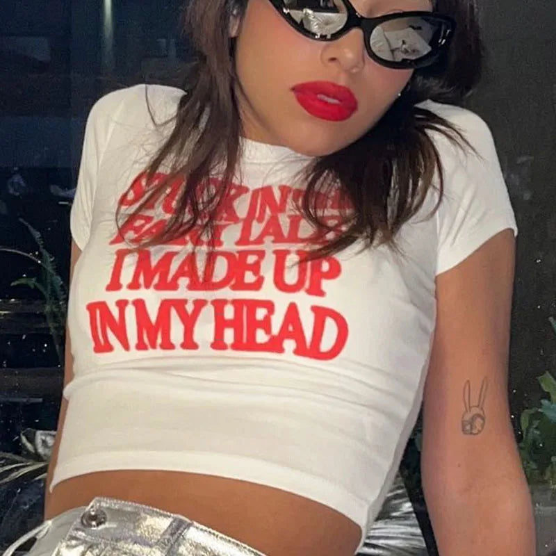 2023 New Y2K Women Letter Print Tops Women Tshirt American Retro Fashion Slim Causal Short Sleeve Crop Sexy Tops Navel Clothes