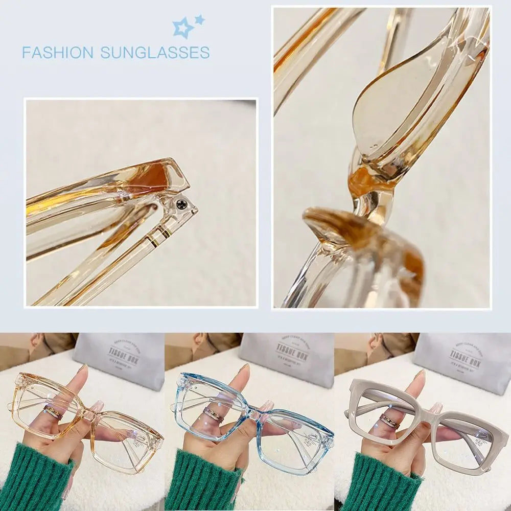 2024 Oversized Square Glasses Anti Blue Light Glasses Large Frame Myopia Glasses Flat Light Glasses Transparent Eyeglasses