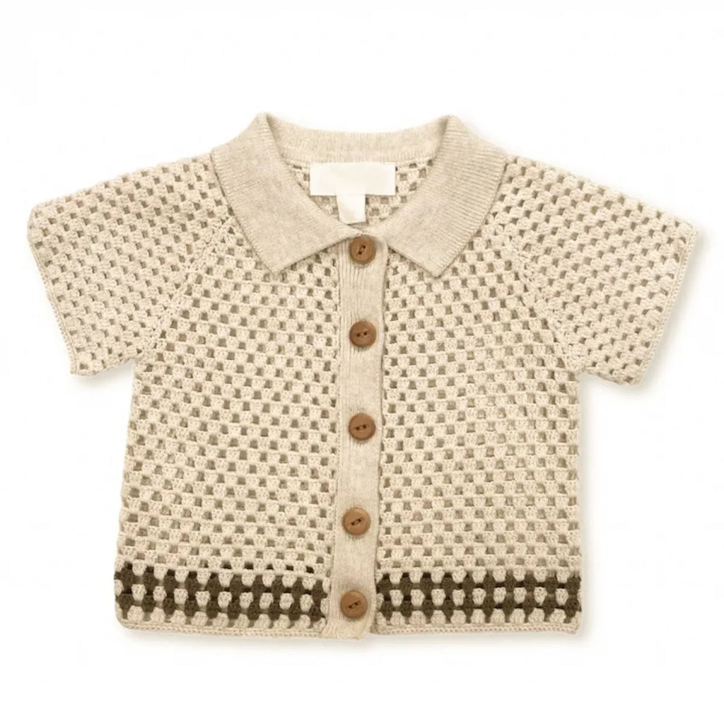 2025 Summer New Baby Short Sleeve Hollow Knit Cardigan Solid Infant Girl Coat Cotton Toddler Boys Knitted Jacket Kids Clothes
