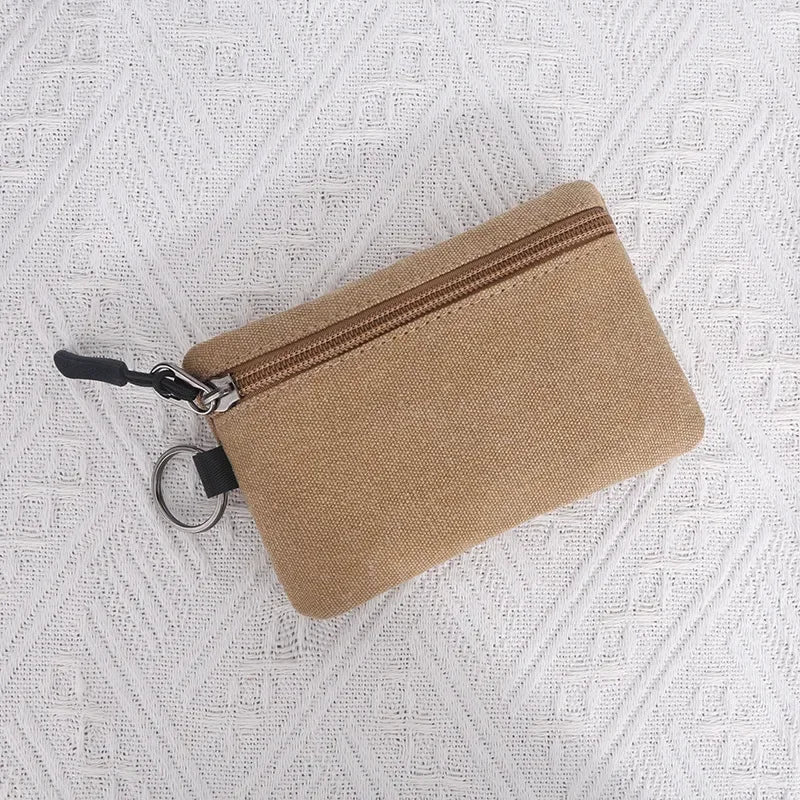 Canvas Mini Coin Wallet Bag Solid Color Zipper Key Bag Money Pocket Purse Women Men Small Card Holder Change Coin Purses