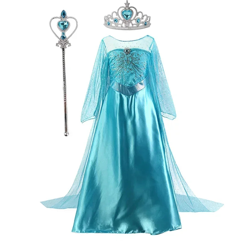Elsa Dress for Girls 3-10Y Birthday Role Elsa Princess Dress For Kids Halloween 2024 Carnival Easter Party Cosplay Girls Costume