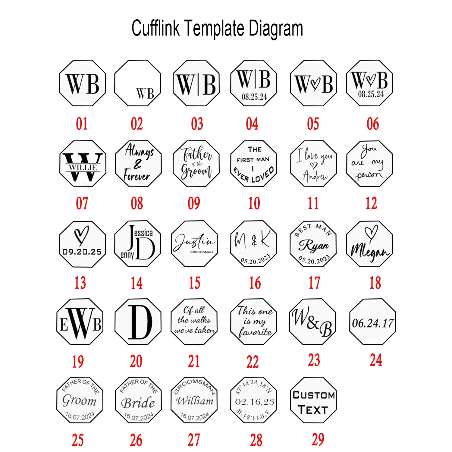 Custom Engraved Round Cufflinks & Tie Clip Set Stainless Steel Anniversary Wedding Birthday Groomsmen Gift for Father Husband