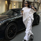 American Street-bombing Leisure Sportswear Suit Female Summer Student Loose Versatile Short-sleeved Trousers Two-piece Suit Tide