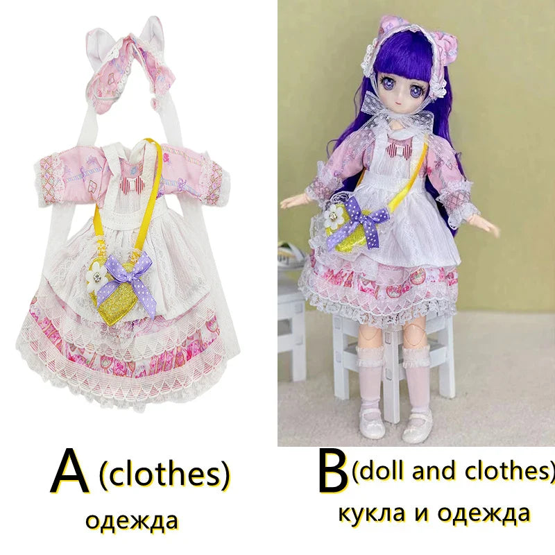 30cm Two-dimensional Doll Comic Face 1/6 Bjd Doll or Dress Up Clothes Children's Girl Birthday Gift Toys Kids Toys