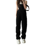2023 Summer Black Jumpsuit Women Loose Dungarees Overalls Wide Leg Women Long Jumpsuit Ladies Overalls For Women