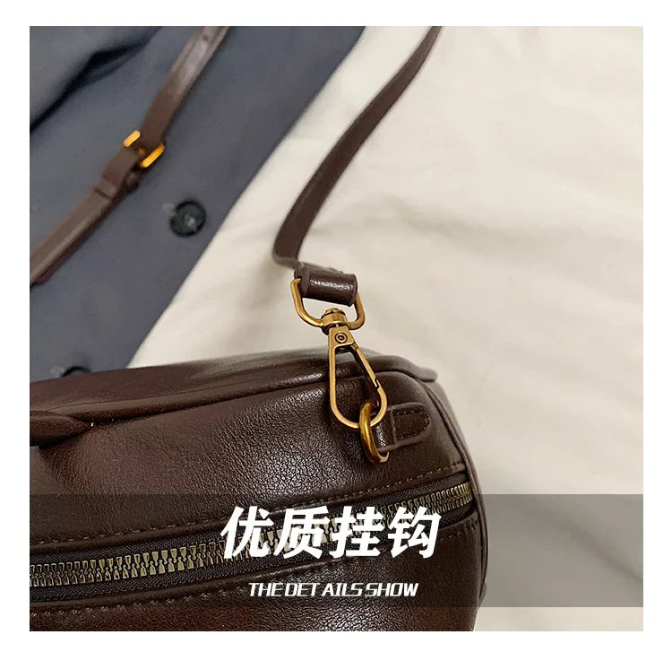 2025 new high-end luxury designer Boston handbag female niche retro fashion all-match pillow bag shoulder messenger bag trend