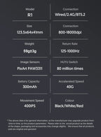 Attack Shark 18000DPI Wireless Mouse, 1000Hz,PAW3311,Bluetooth Tri-mode Connection, R1 Macro Gaming Mouse