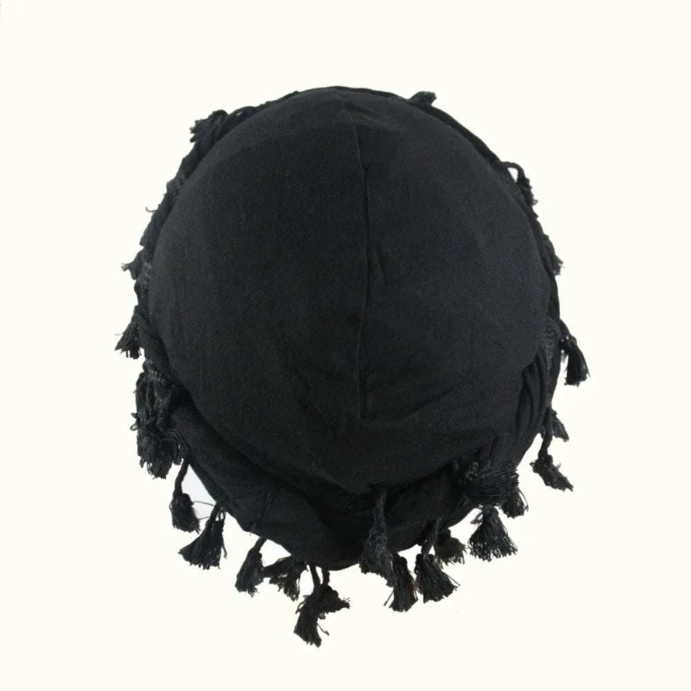 Babalet Halo Turban for Men Women Satin Lined Durag Head Wraps Skull Cap Pre-Tied Tassels Braid Beanie Vintage Twist Bonnet
