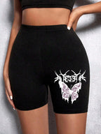 Casual Women Fitness Short Pantsbeautiful Dreamy Purple Butterfly Prints Leggings Short High Elastic Soft Thin Female Sportswear