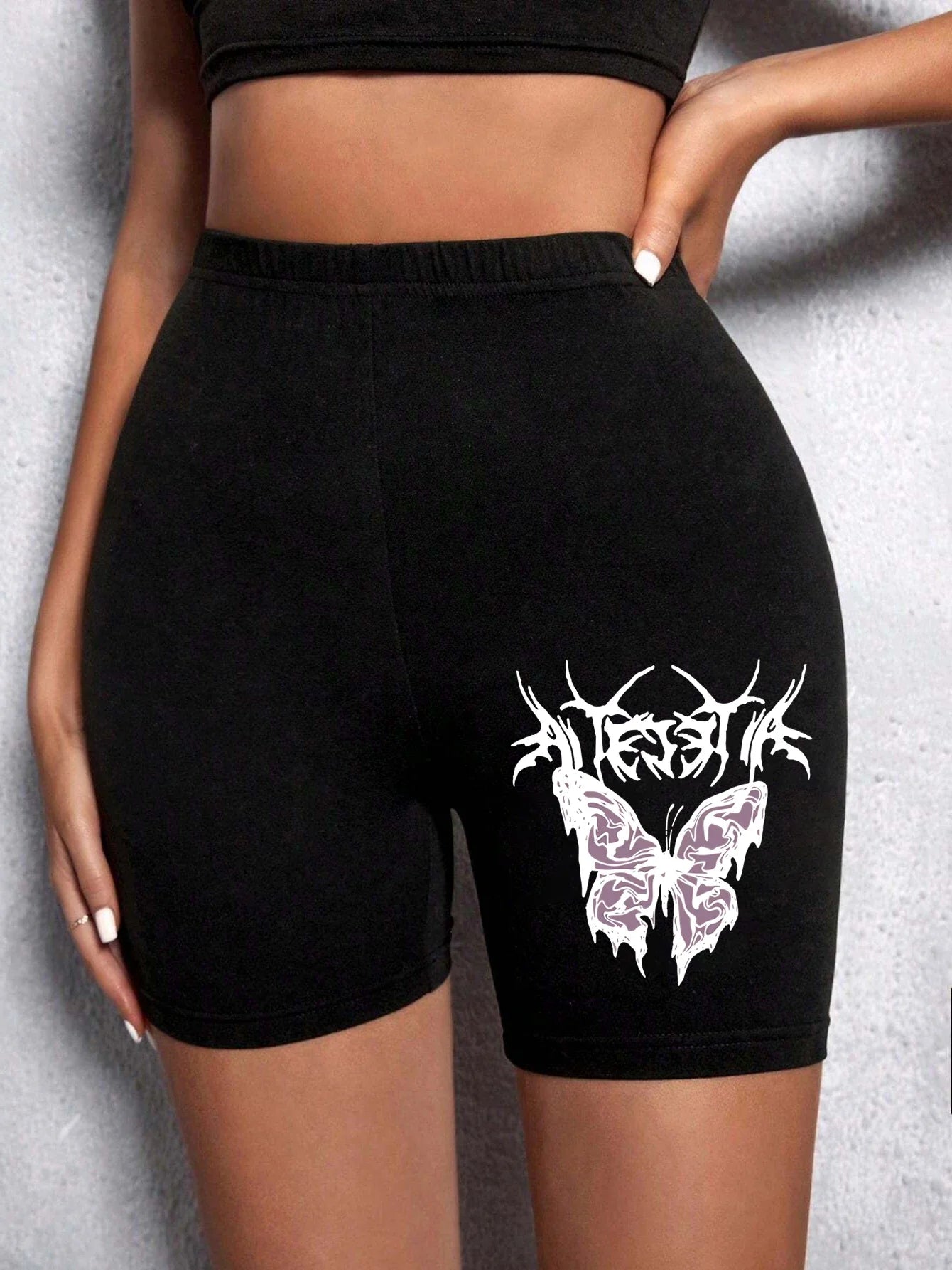 Casual Women Fitness Short Pantsbeautiful Dreamy Purple Butterfly Prints Leggings Short High Elastic Soft Thin Female Sportswear