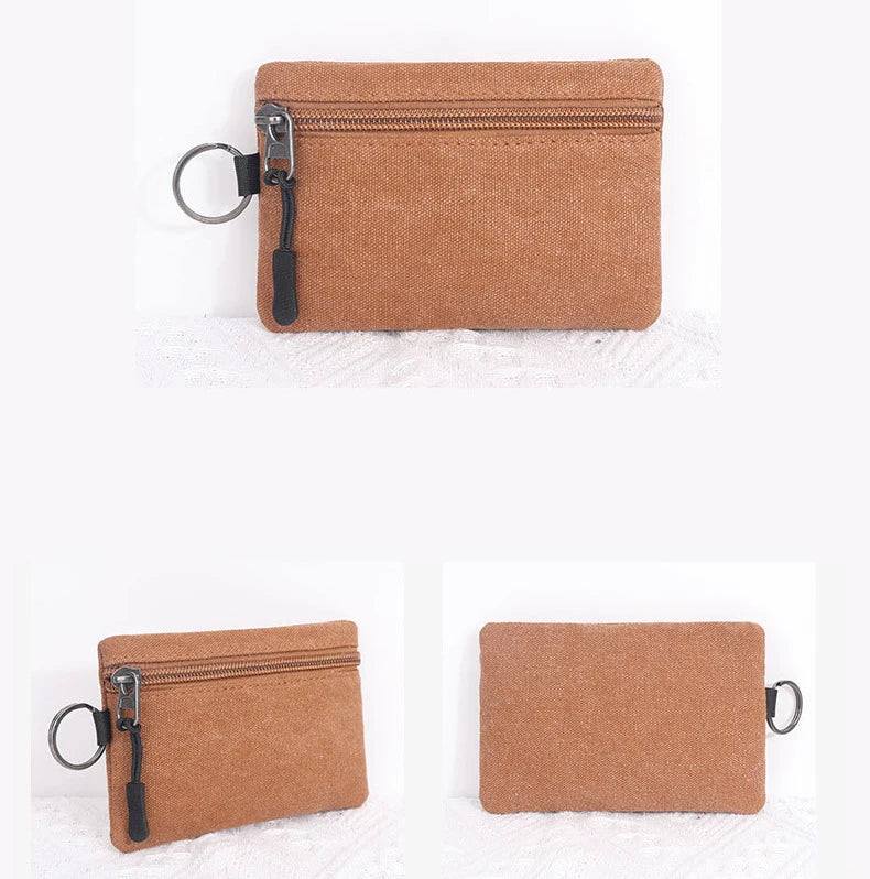 Canvas Mini Coin Wallet Bag Solid Color Zipper Key Bag Money Pocket Purse Women Men Small Card Holder Change Coin Purses