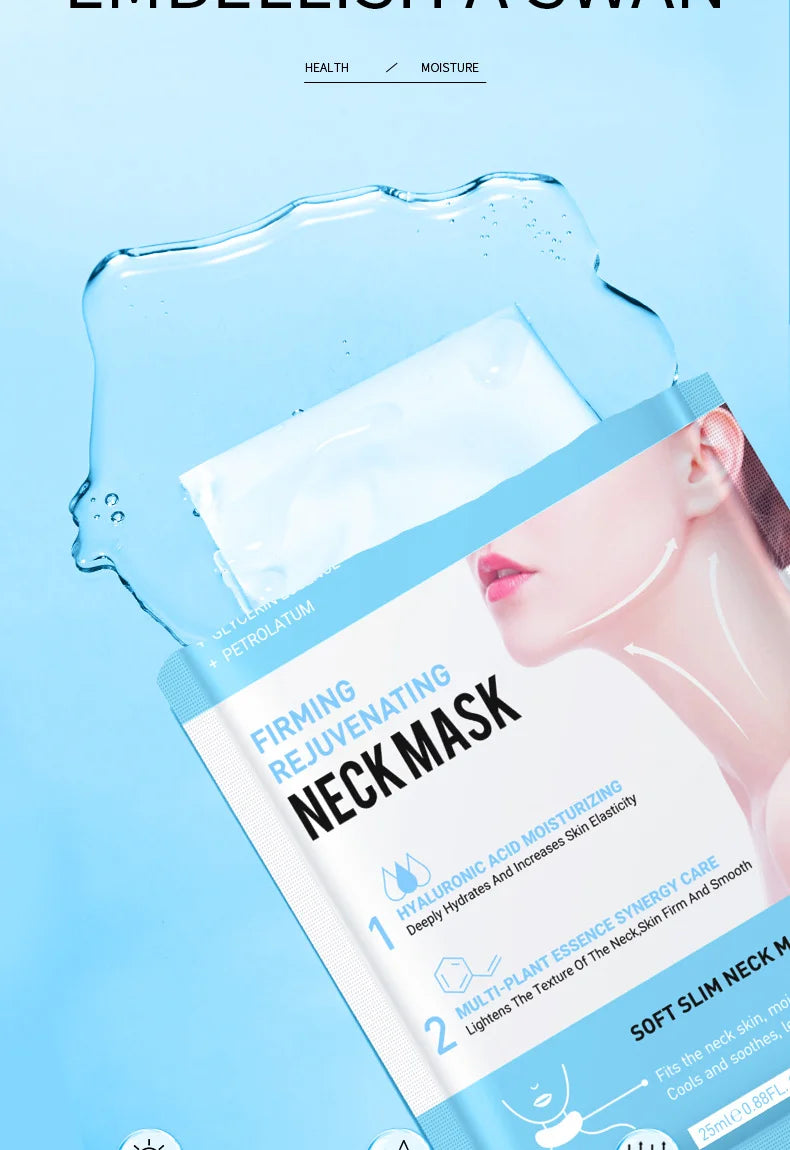 10PCS Collagen Anti Wrinkle Neck Mask Anti Aging Fade Fine Lines Firm Skin Moisturizing Brighten Rejuvenating SkinCare Cosmetics