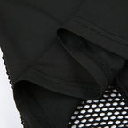 CIBBAR Gothic Black Crop Top Chic See Through Mesh Patchwork Full Sleeve Skinny Basic T-shirt Women Punk Style Stitched T Shirts