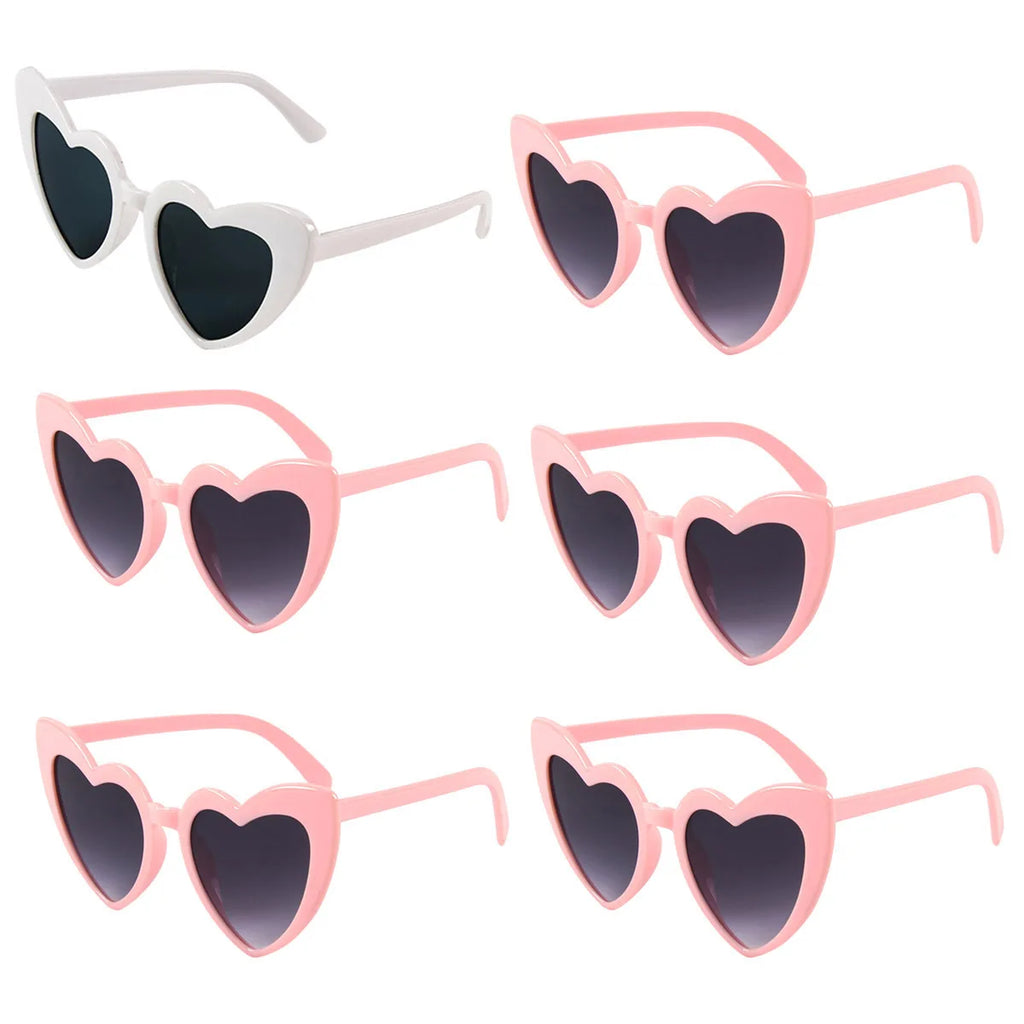 6pcs Bachelorette Party Sunglasses Wedding Bridal Shower Decoration Pink White Heart Glasses Bridesmaid Gifts Hen Party Supplies