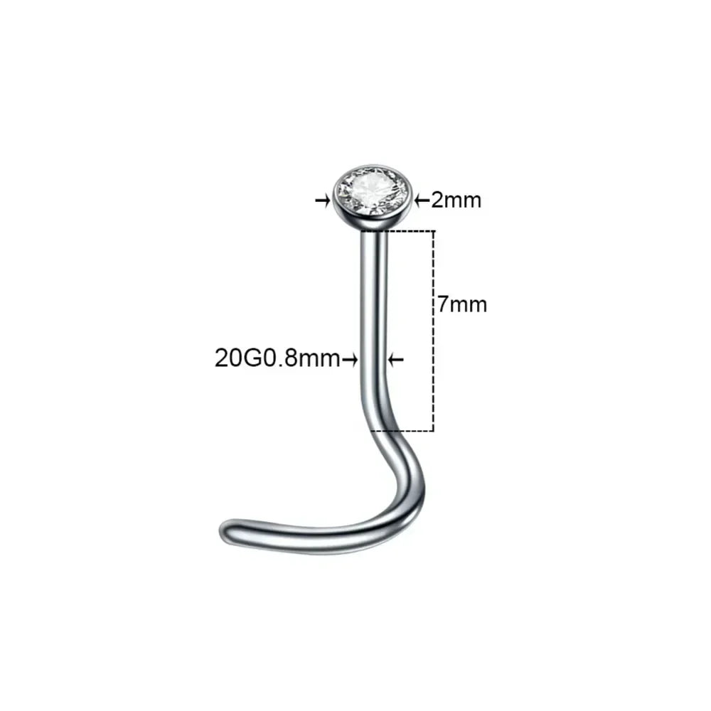 100Pcs/lot Surgical Steel Nose Piercing Stud Earrings Nostril Piercing Crystal Nariz Pirsing Nose Rings for Women Jewelry Gift