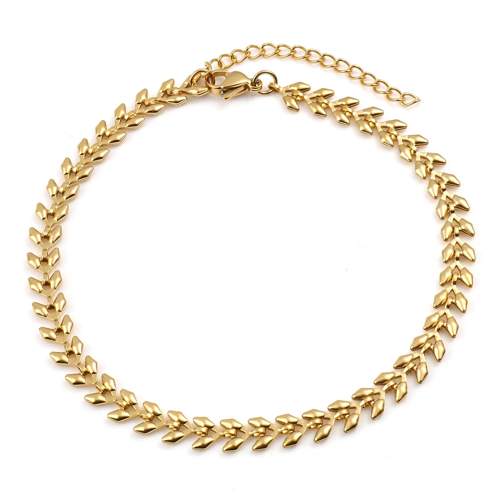 DoreenBeads Stainless Steel Anklet Gold Color For Women Beach Foot Leg Chain Ankle Bracelets Jewelry Gift 22.5cm-23.5cm, 1 Piece