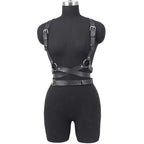 Adjustable Women's Gothic Punk Faux Leather Belt Perfect Waist and Chest Charms for Holiday and Casual Wear