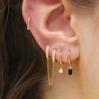 4PCS Exquisite Stainless Steel Long Chain Pendant Earrings Set for Woman Little Huggies Hoop Earrings Cartilage Piercing Jewelry