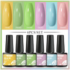 6PCS/SET Glitter Bright Pink Peach Gel Nail Polish Kit Spring Colorful Semi Permanent Soak Off Art UV Gel Varnish For Manicure