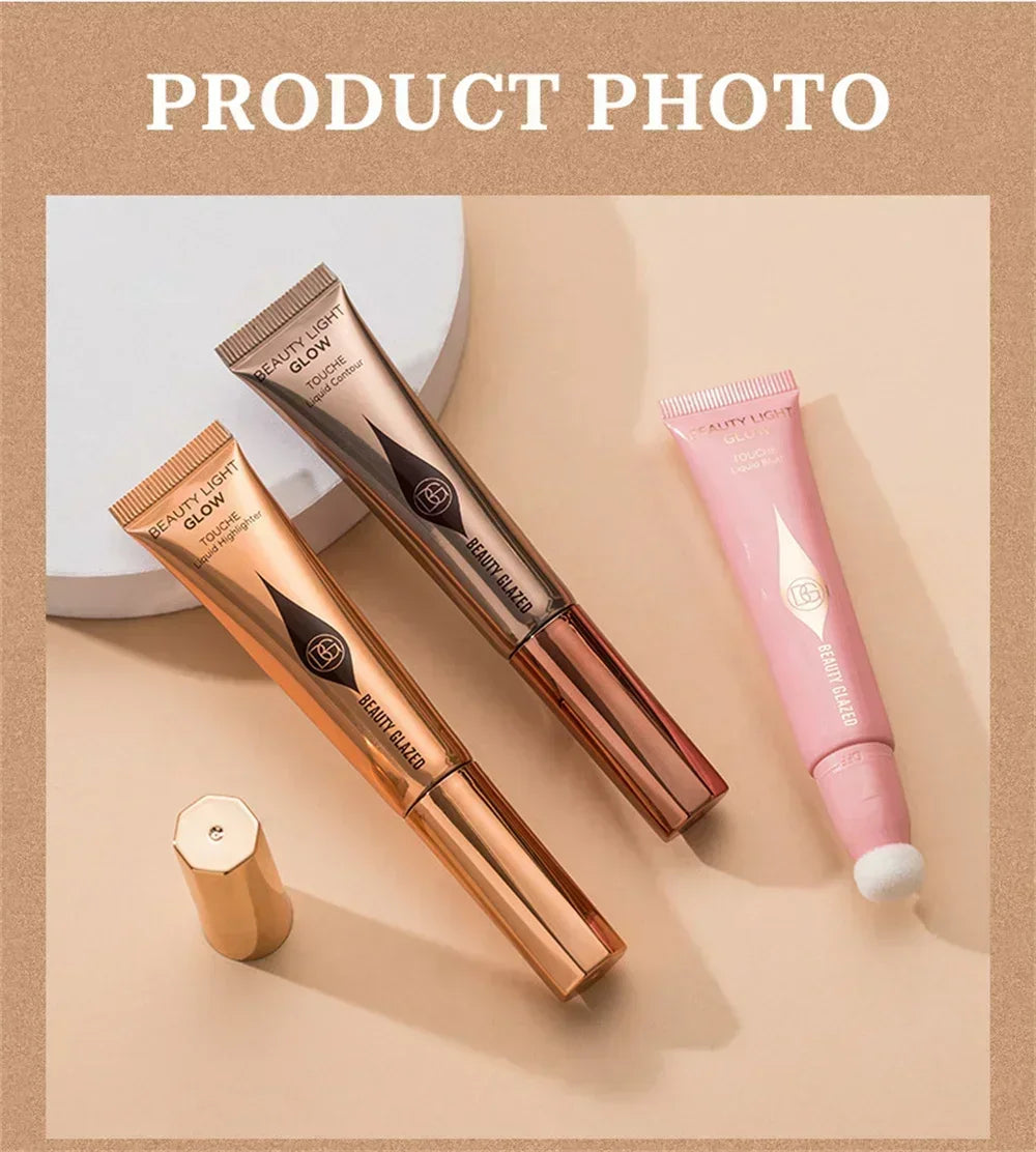 BEAUTY GLAZED 7 Colors Liquid Blush Stick Highlighter Multi Functional Make Up Pen Lip Cheek Waterproof Lasting Cosmetic