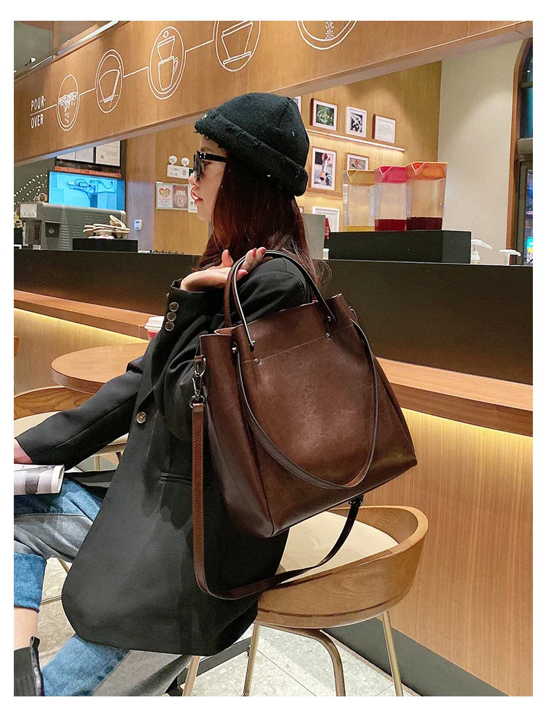Burminsa Retro Cowhide Genuine Leather Handbags For Women 2025 Luxury Designer Work Tote Shopping Ladies Shoulder Crossbody Bags