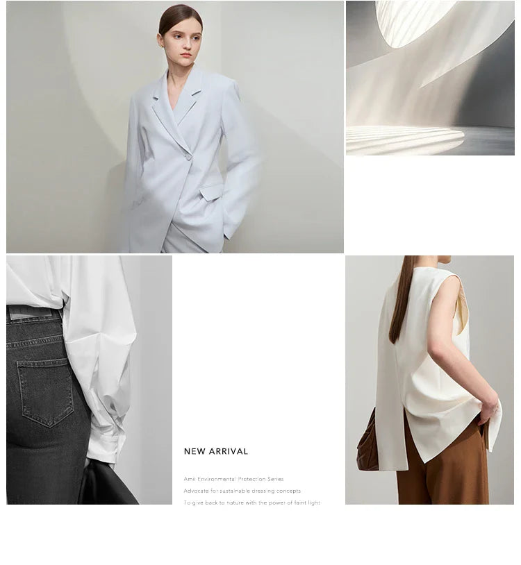 AMII Minimalist Blue Jeans Women 2025 Summer New Versatile Denim Wide Leg Pants Low Waist Thin Casual Loose Trousers  12542121