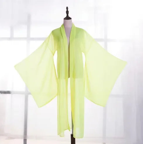 2025 new summer women long chiffon Cardigan sunscreen three quarter sleeve black blue white fashion thin cardigan