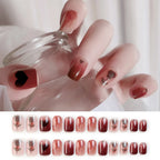 24PCS/SET Cold Black Chess Board Wearing Fake Nails Finished Product Long Full Coverage Acrylic Removable Press on Nails Art Tip