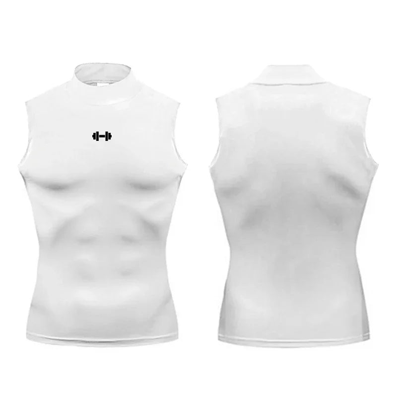Compression Shirt Men Summer Sportswear Running Vest Elastic Quick Dry Sport Sleeveless Tops Tee Turtleneck Gym Workout Tank Top