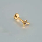 ASTM F136 Solid Titanium Internally Threaded Cross Cz Cartilage Earrings Stud Helix Tragus Lobe Piercing Labret Lip Ring Jewelry