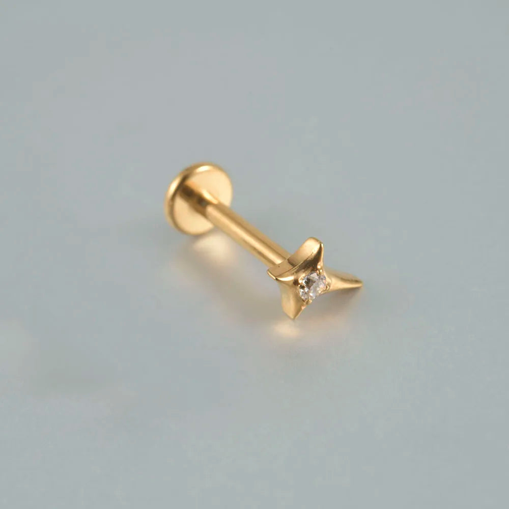 ASTM F136 Solid Titanium Internally Threaded Cross Cz Cartilage Earrings Stud Helix Tragus Lobe Piercing Labret Lip Ring Jewelry