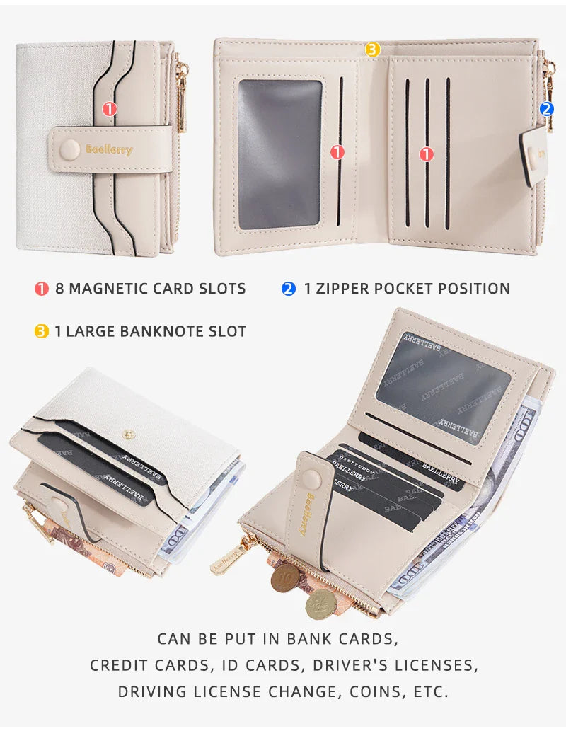 Baellerry High Quality Women Wallets New Simple Short Card Holde Brand Female Purse Photo Holder Coin Pocket Zipper Women Wallet