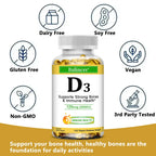 Balincer Vitamin D3 5000 IU (125 Mcg), Dietary Supplement for Bone, Teeth, Muscle and Immune Health Support, 30/60/120 Softgels