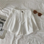 Casual White Women's Shorts 2024 New Summer Thin High-waisted Slimming A- line Wide-legged Hot Pants Petite Size