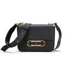 CHCH Women's Saddle Bag 2024 Autumn/Winter New Black Cow Leather Flip Small Square Bag Simple Commuter Diagonal Cross Bag