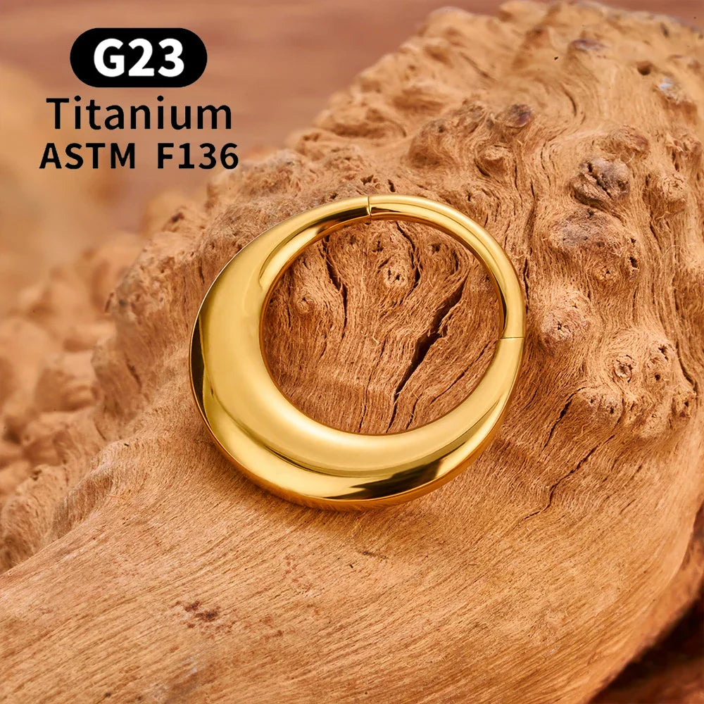 ASTM F136 Titanium 16G Moon Septum Hoop Ring Anodizing Hinged Segment Nose Clicker Tragus Helix Daith Earring Piercing Jewelry