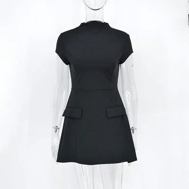 ALTGOTH Emo fashion sexy Mini Dress Women Streetwear Maxi Casual Elegant Party Basic Dresses 2024 New Alt Solid Casual Clubwear