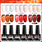 6PCS/SET Glitter Bright Pink Peach Gel Nail Polish Kit Spring Colorful Semi Permanent Soak Off Art UV Gel Varnish For Manicure
