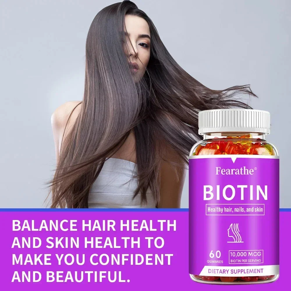 Biotin Gel 10000mcg Highest Potency Healthy Hair, Skin & Nails Vitamins for Women, Men & Children