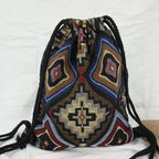2025 Women Fabric Backpack Female Gypsy Bohemian Boho Chic Aztec Ibiza Tribal Ethnic Cottage Soft Brown Drawstring Rucksack Bags