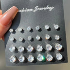 36 Pcs Simple Shiny Rhinestone Stud Earrings Set for Women Fashion Crystal Zircon Pearl Earring New Jewelry Accessories Gifts