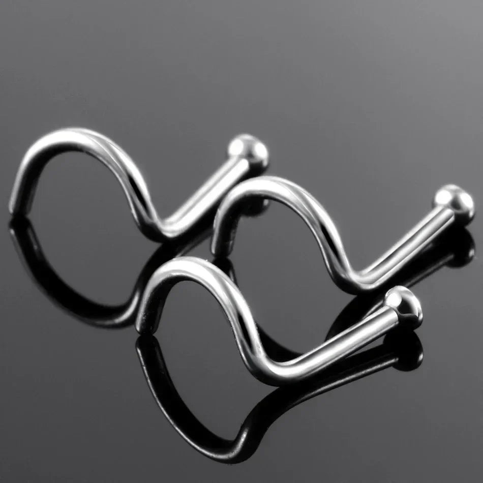 100Pcs/lot Surgical Steel Nose Piercing Stud Earrings Nostril Piercing Crystal Nariz Pirsing Nose Rings for Women Jewelry Gift