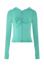 25 Summer New Shoulder Letter Printed Bright Thread Design Slimming Hooded Zipper Short Coat Shorts Set for Women