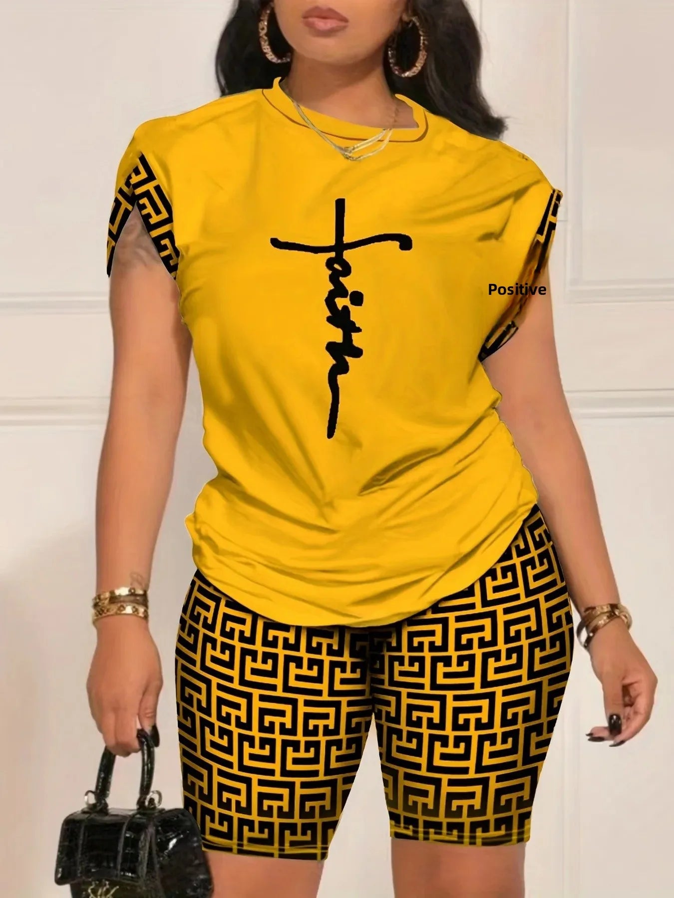 Digital Print round Neck Short Sleeve Women's Suit Summer New Style Elegance Quality Polyester Fiber Skirt Set from Mainland Chi