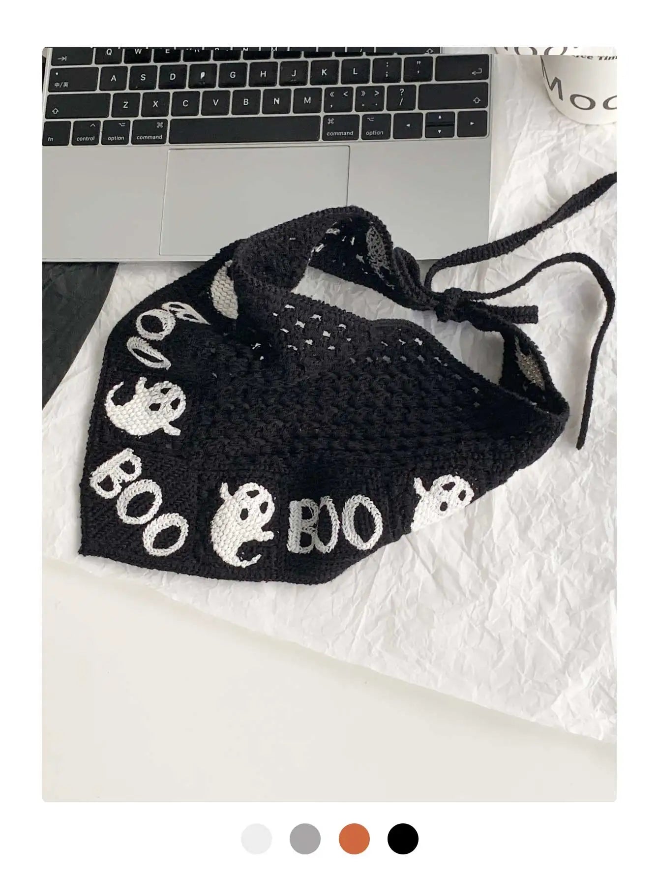 Halloween Costume Skeleton Ghost Bat Spider Web Personalized Knitted Crochet Headband Female Photo Photo Triangle Scarf Trendy