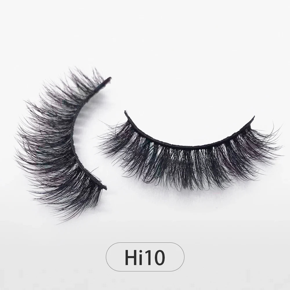 Dropshipping Reuseable Natural Long 12-15mm 3D Faux Mink Lashes Fluffy Volume False Eyelashes Cruelty Free Wispy Makeup Lashes