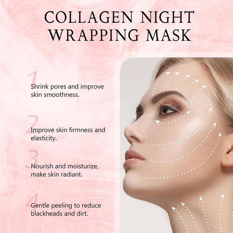 Anti Wrinkle Collagen Wrapping Peel Off Facial Mask Korean Collagen Wrapping Mask Tighten Face Lifting Moisturizing Care Mask