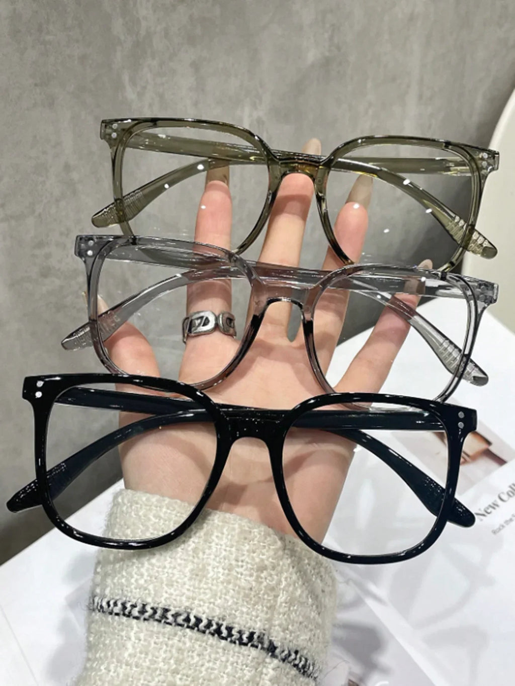 1Pc/3Pcs/4Pcs/6Pcs European and American Classic Popular Square Frame Glasses Set Men's and Women's Fashion Glasses
