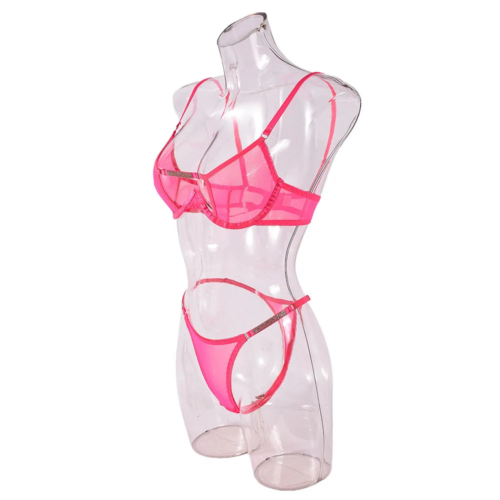 Ellolace Rhinestone Lingerie Onlyfans Kit Sexy Push Up Underwear Without Censorship Matching-Two-Piece Onlyfans Fantasy Clothing