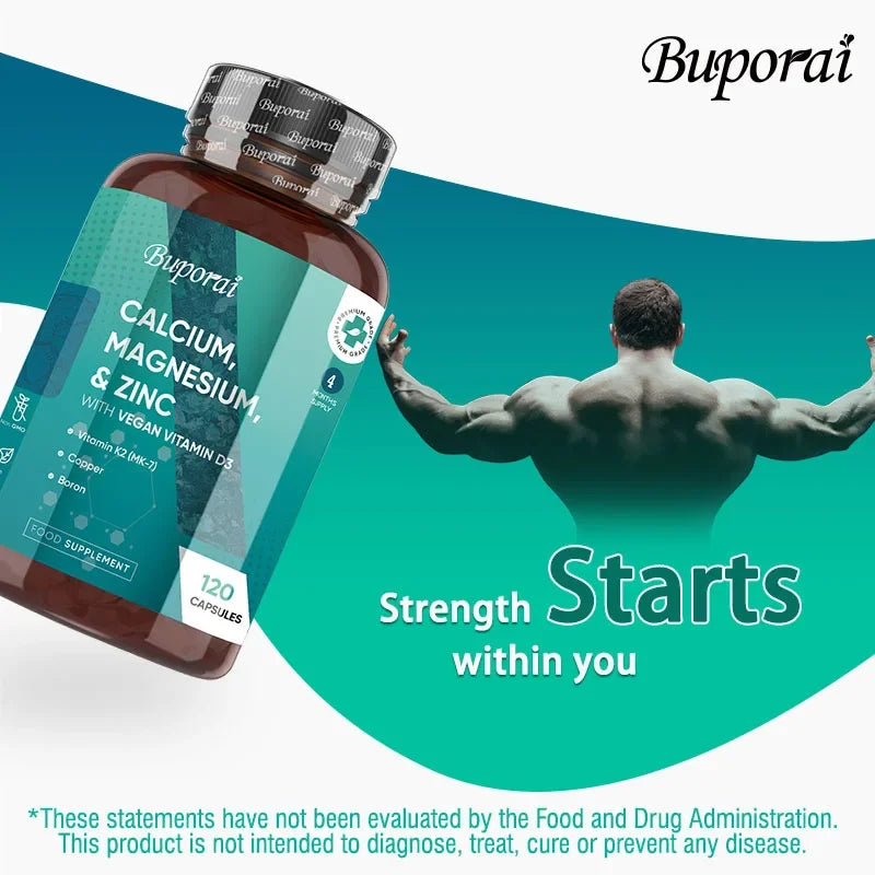 Calcium, Magnesium, Zinc and Vitamin D Supplement - Supports Immune System and Bone Health and Enhances Nutrient Absorption